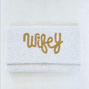Twine and Love Wifey Beaded Bridal Wedding Clutch